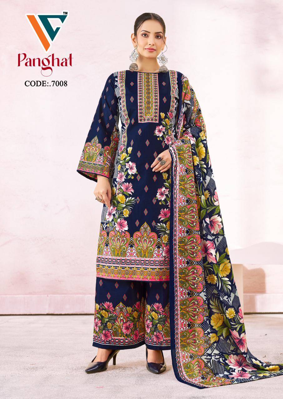    PANGHAT VOL - 7 By VANDANA‎‎‎‎ CREATION 7001 To 7008 Series Beautiful Festive Suits Stylish Fancy Colorful Casual Wear & Ethnic Wear Cotton Print Dresses At Wholesale Price